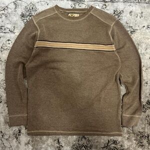 Men's Brown Sweater with Tan Stripe